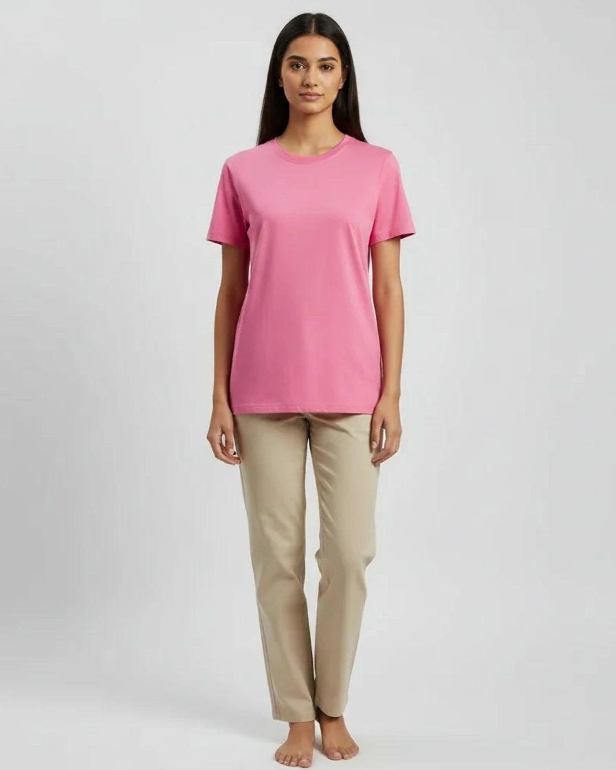 Fabizon Women’s Cotton T-Shirt – Soft Everyday Fit — Pink